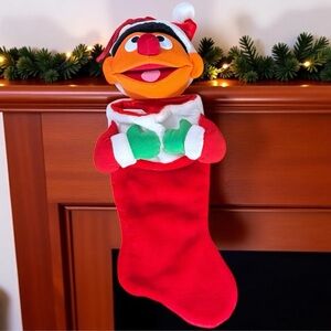 Vintage Sesame Street ERNIE Faux Fur CHRISTMAS STOCKING 2004 Jim Henson Holiday
